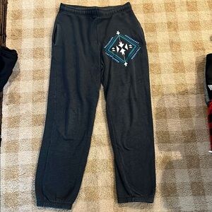 Mossimo Supply Co. Dark Gray Joggers with Blue and White Pattern
